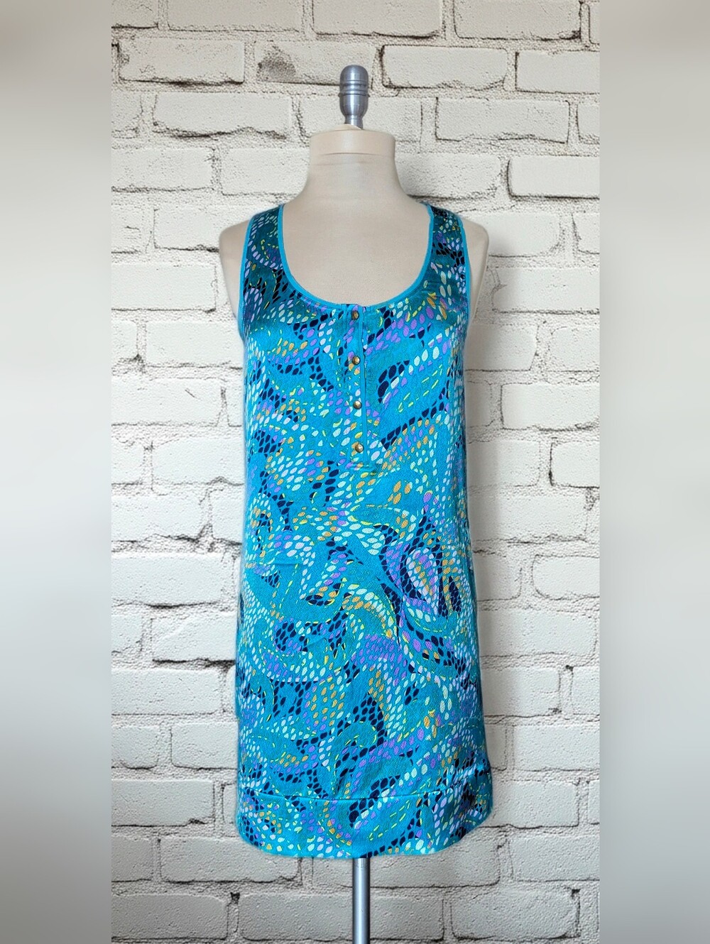 Diane von Furstenberg Turquoise Multi-Color Printed Silk Dress: Size 0